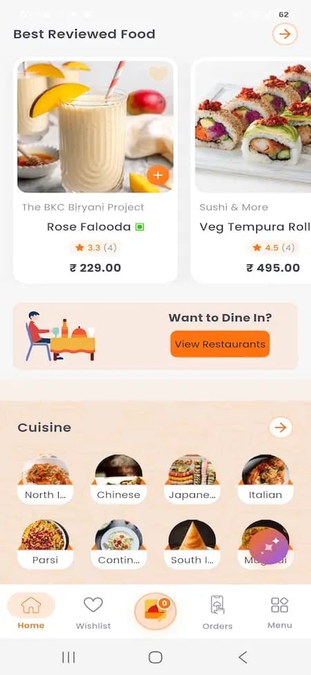Food delivery customer discovery reference