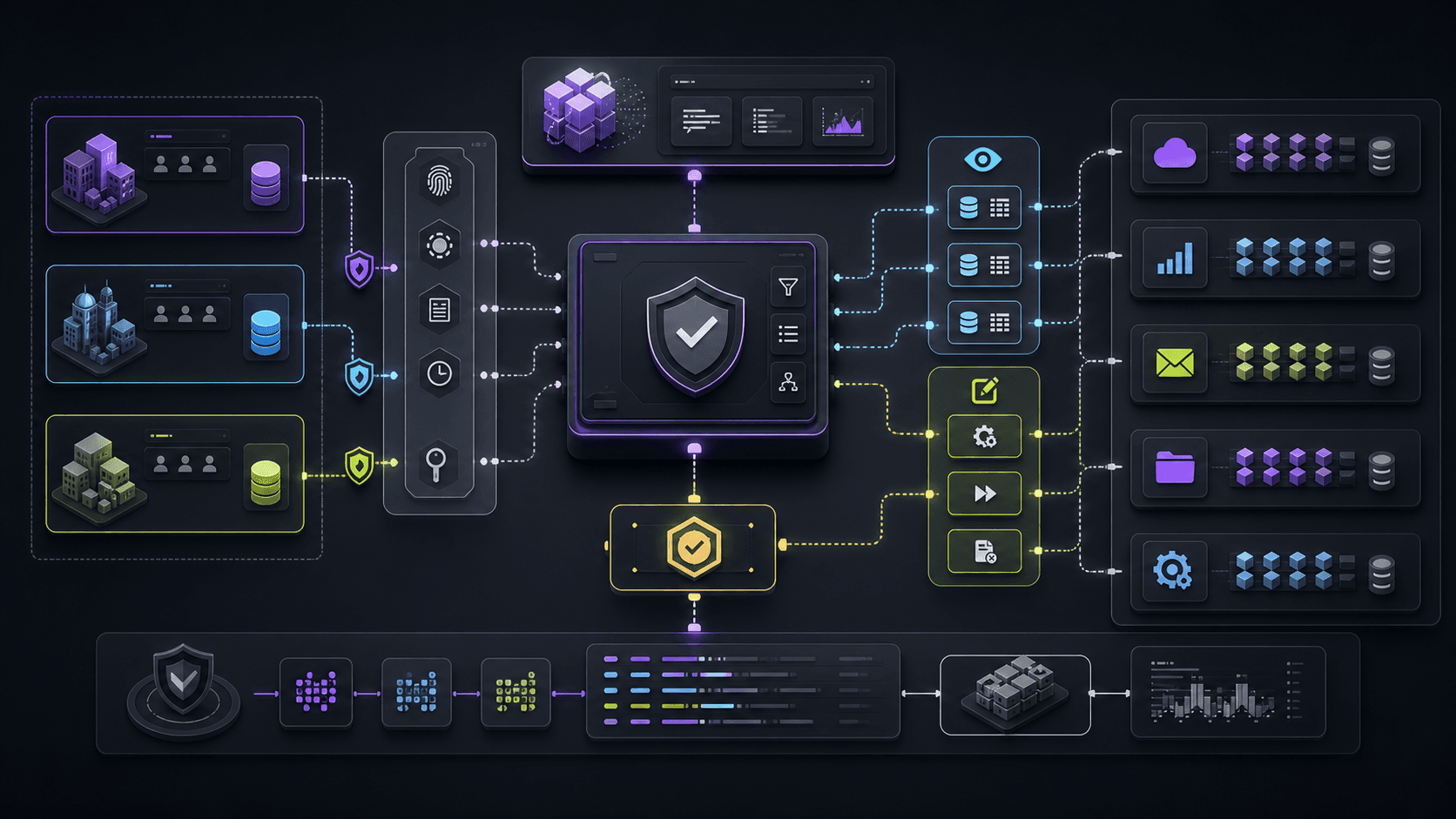 Secure MCP architecture separating tenants, read tools, approval-gated actions and audit logs